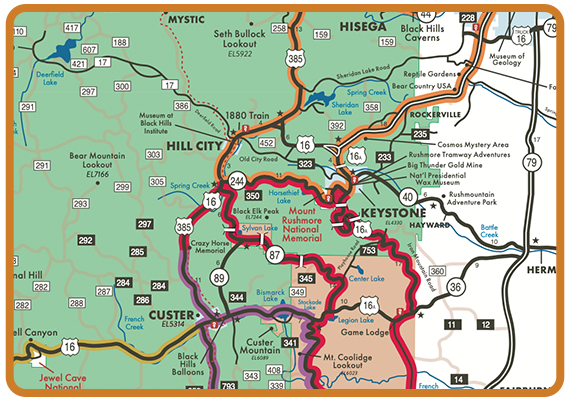 map of south dakota tourist sites